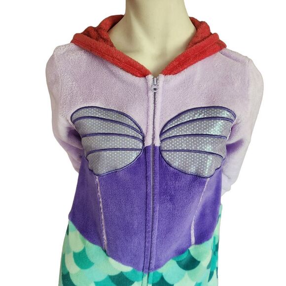 Disney Little Mermaid Fleece Sleepwear 1 Pc Pajamas Women's Size XS Zip Front - Picture 2 of 9